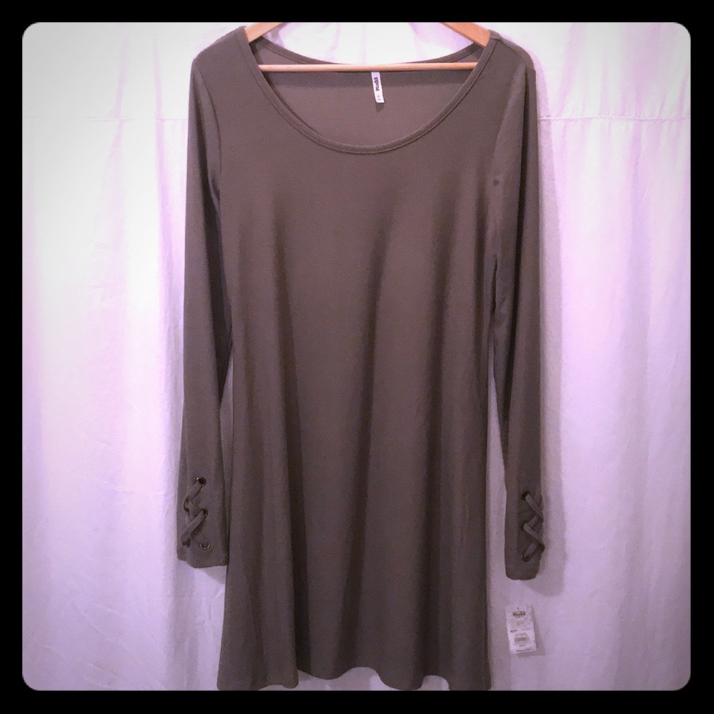 NWT Mudd Olive Cotton Shirt Dress